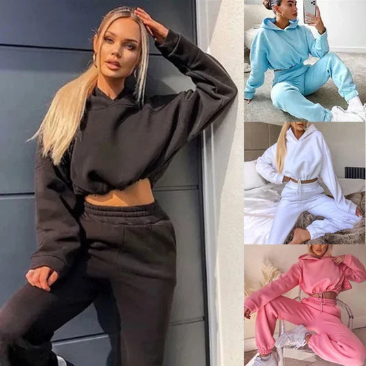 Soft Women's Two Piece Comfortable Drawstring Versatile Daily Casual Set