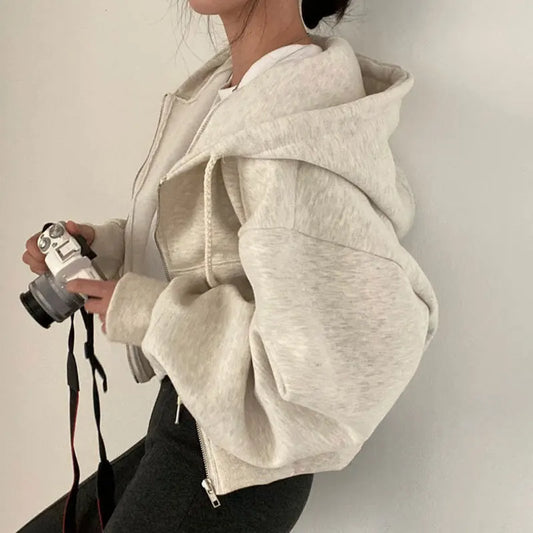 Women's Casual Oversized Full Zip Hooded Sweatshirt