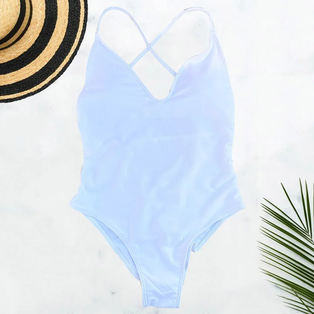 Solid Plus-Size One Piece Swimsuit Women