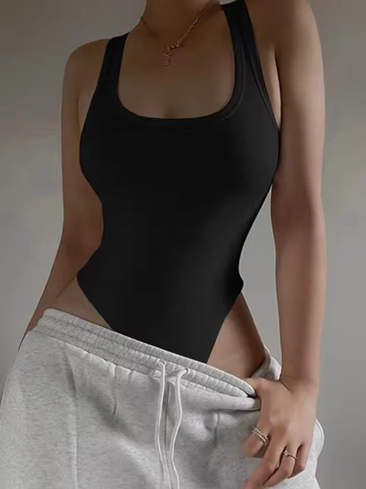 Women's Sleeveless Knit Halter Top Bodysuit