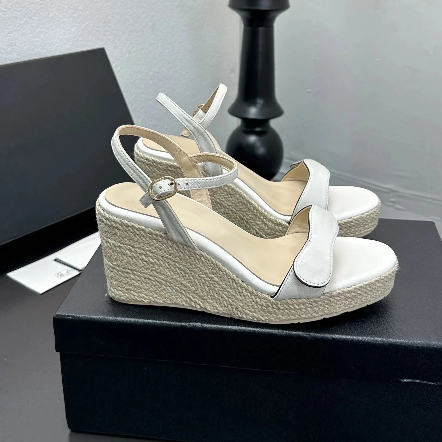 Women Genuine Leather Sandals High Heels Wedges