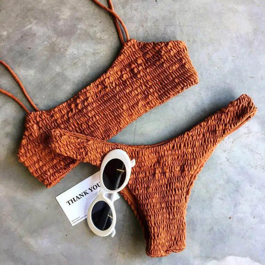 Women's Bikini Set Pleated Swimsuit