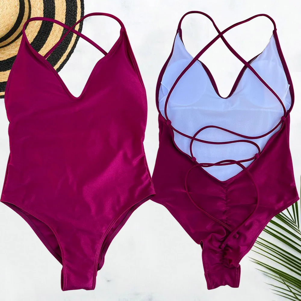 Solid Plus-Size One Piece Swimsuit Women