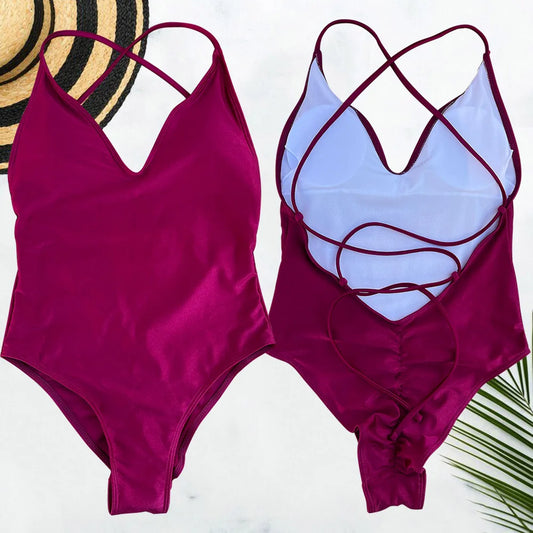 Solid Plus-Size One Piece Swimsuit Women