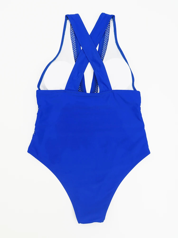 Women's Mesh One Piece Patchwork Swimwear