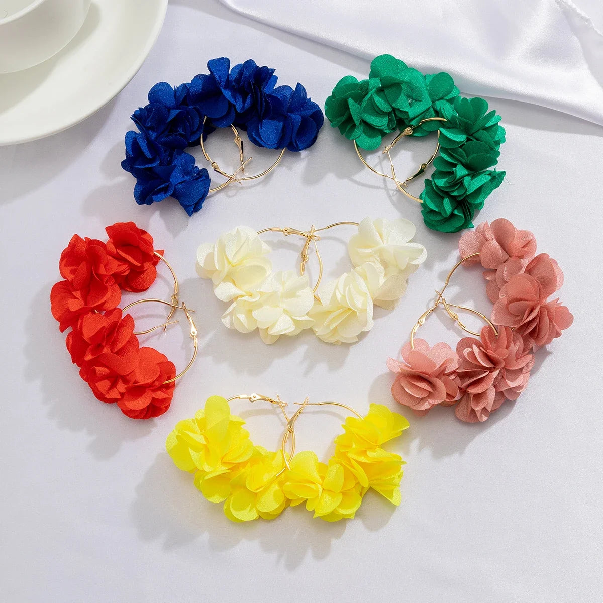 Salircon Bohemian Colorful Flower Pendant Earrings For Women