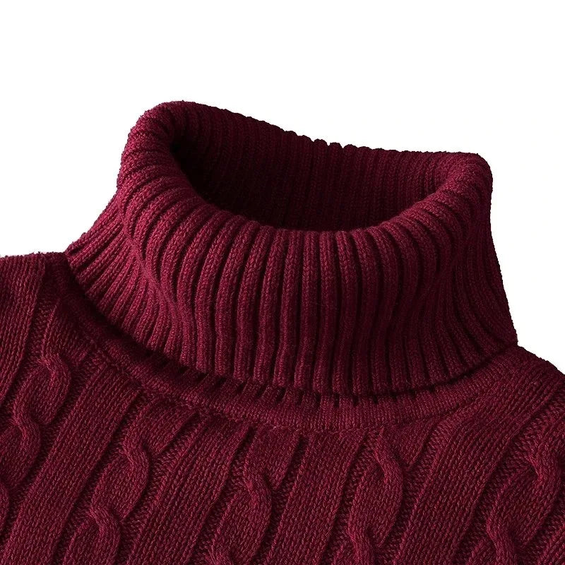 Men's Long Sleeve Slim Fit Knitted Turtleneck Sweater