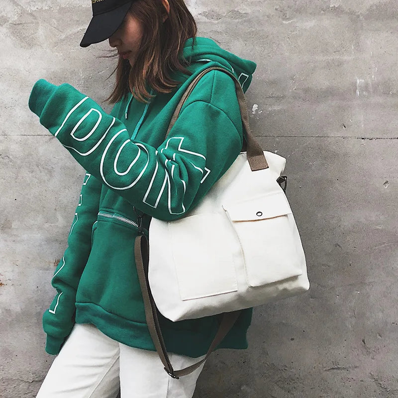 Fashion Canvas Large Shoulder Handbag