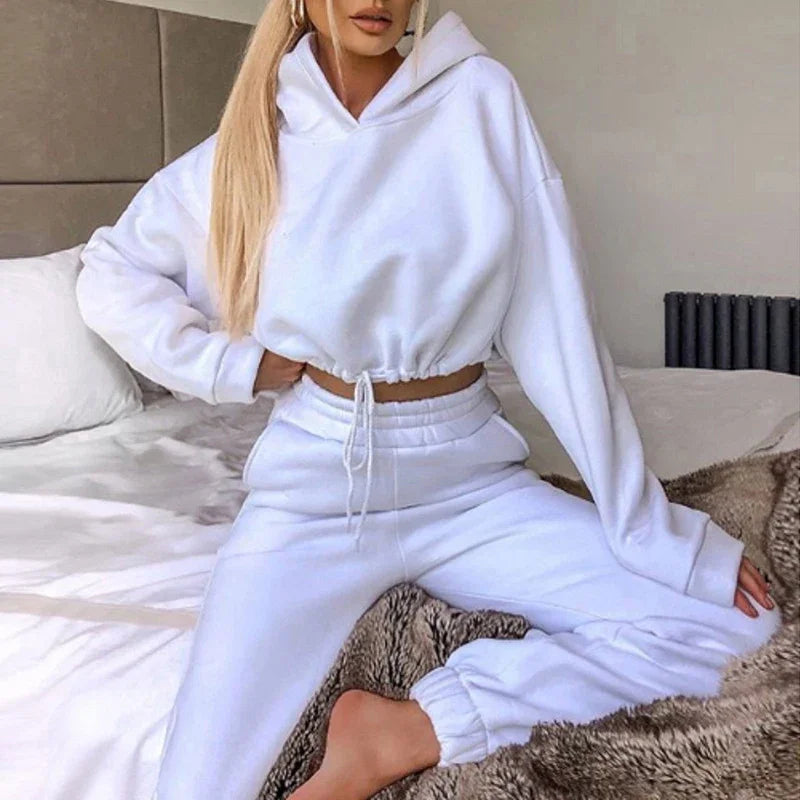 Soft Women's Two Piece Comfortable Drawstring Versatile Daily Casual Set