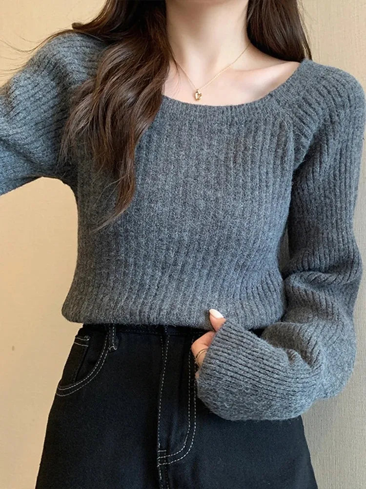 Women's Loose  Casual Soft Long Puff Sleeve Pullovers Sweater