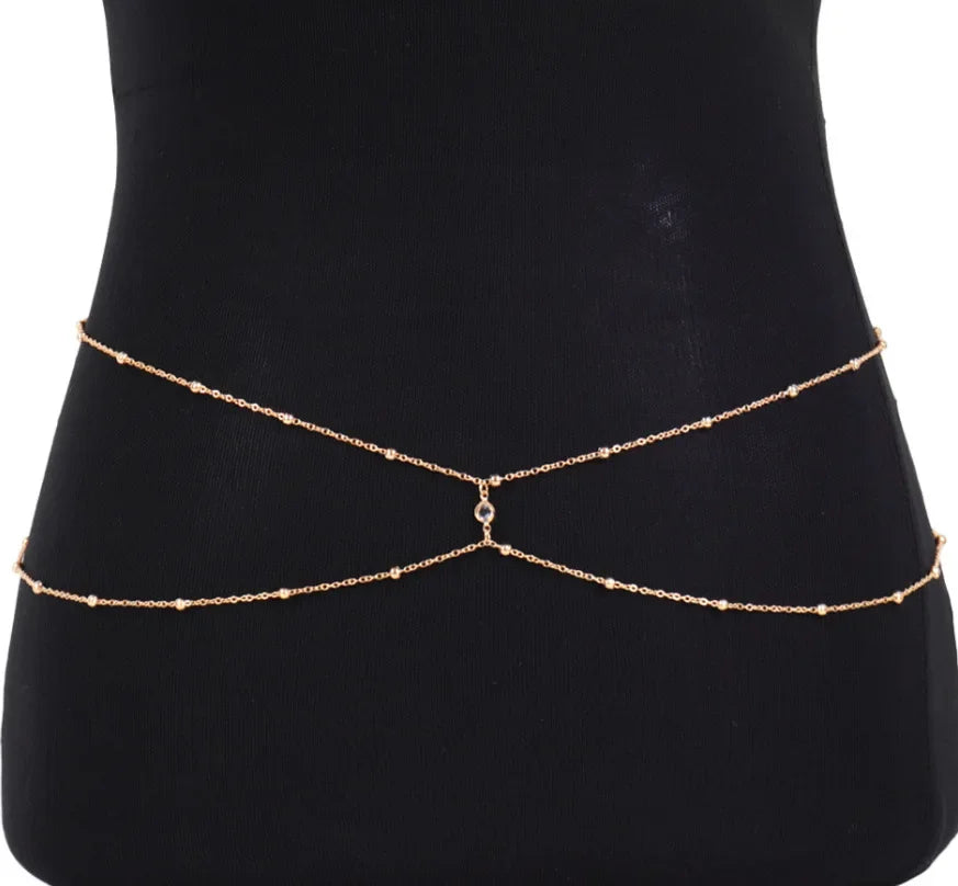 Clear Rhinestone Beaded Belly Chains For Women