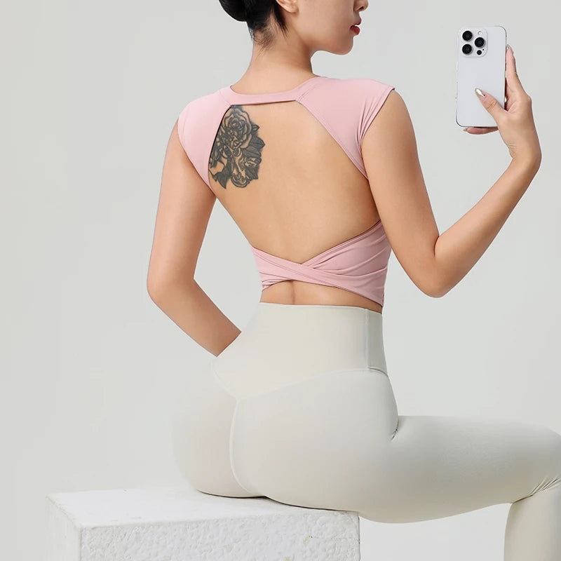 Women's Short Backless Sports T-shirt