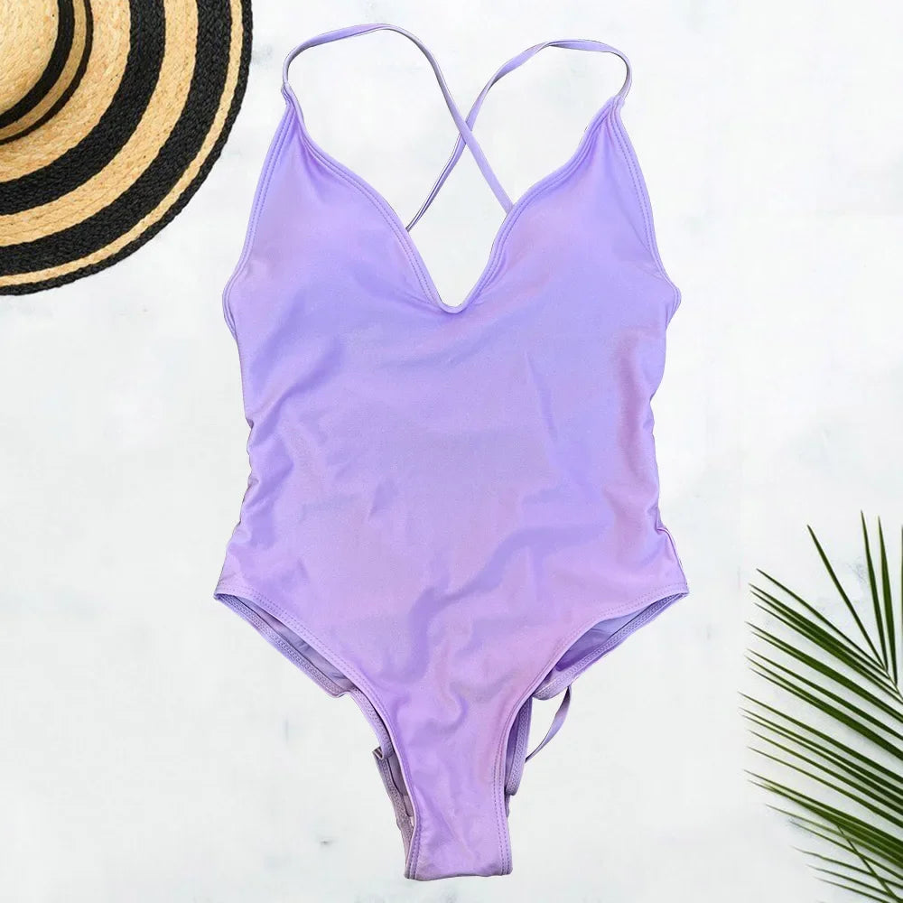 Solid Plus-Size One Piece Swimsuit Women