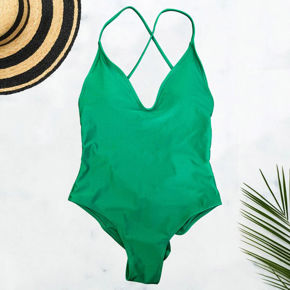 Solid Plus-Size One Piece Swimsuit Women