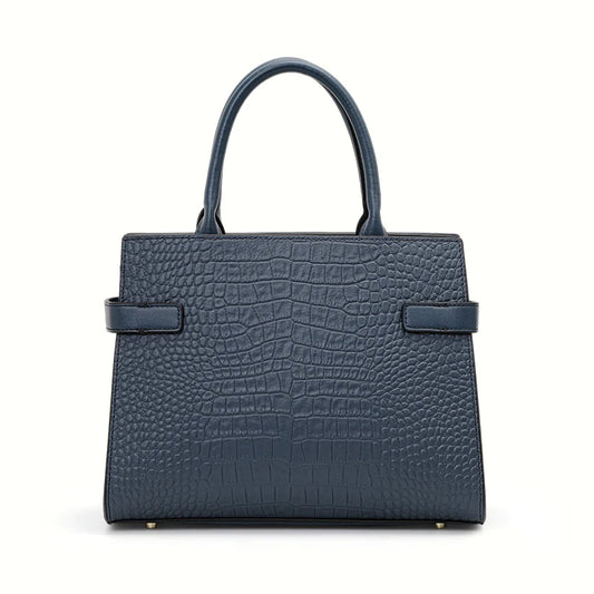 Aidrani Light Luxury Crocodile Genuine Blue Leather Women's Bag