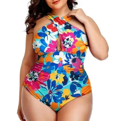 Women's Plus Size One Piece Swimsuits Front Cross