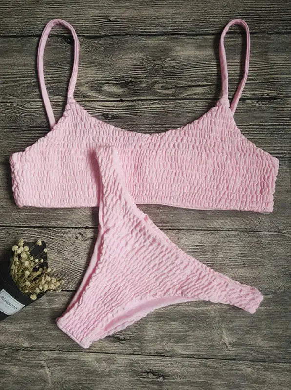Women's Bikini Set Pleated Swimsuit