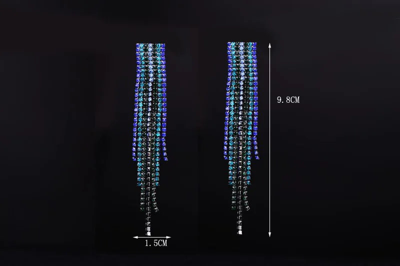 Long Tassel Crystal Earrings for Women