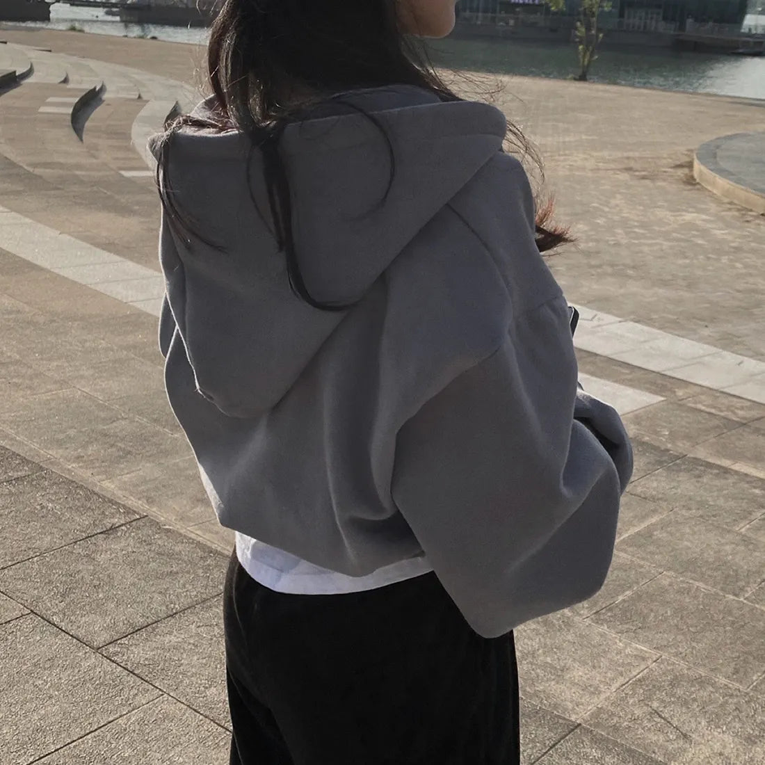 Women's Casual Oversized Full Zip Hooded Sweatshirt