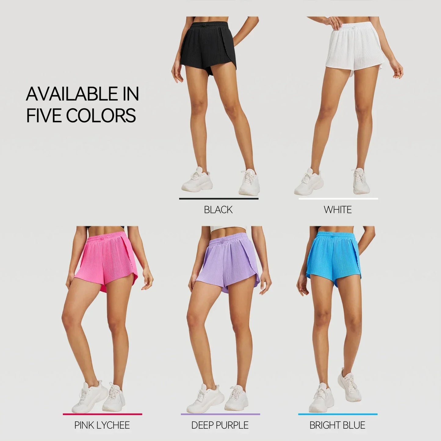 Women's Pleated Fitness Shorts with Pocket