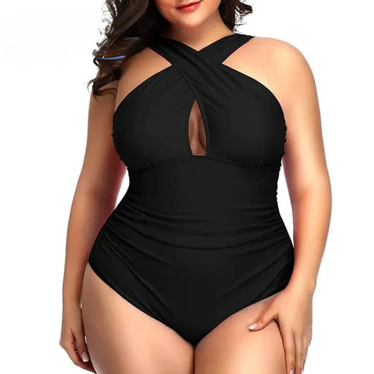 Women's Plus Size One Piece Swimsuits Front Cross