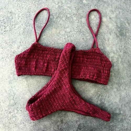 Women's Bikini Set Pleated Swimsuit