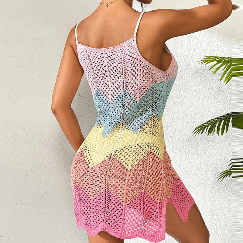 Multicolor Slip Dress Women's Beach Cover Up