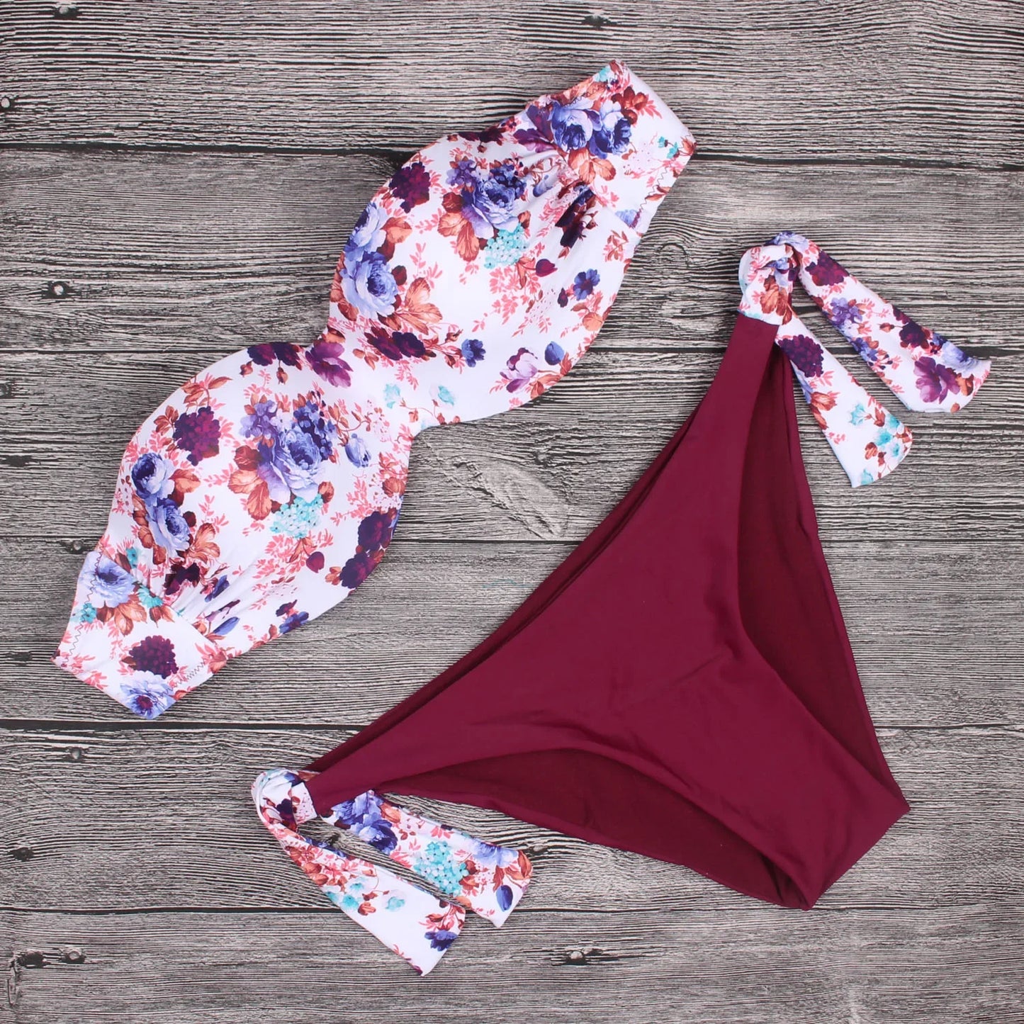 Women's Bikini Push Up Halter Floral Brazilian Bathing Suit