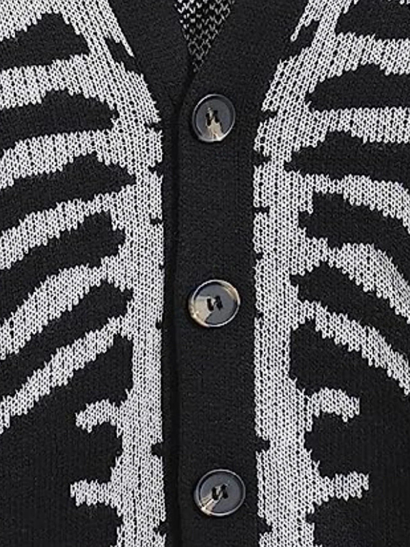Unisex Skeleton Pattern Cardigan with V Neck for Halloween