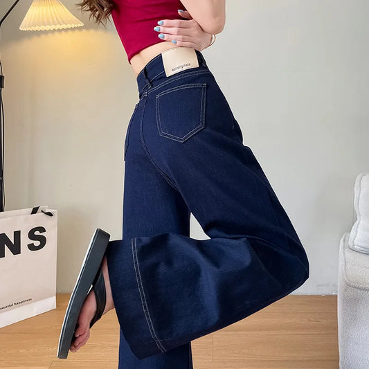 Women's Dark Blue Wide Leg Loose Jeans