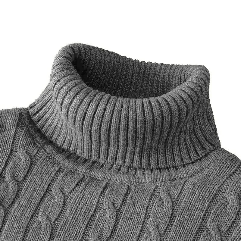 Men's Long Sleeve Slim Fit Knitted Turtleneck Sweater