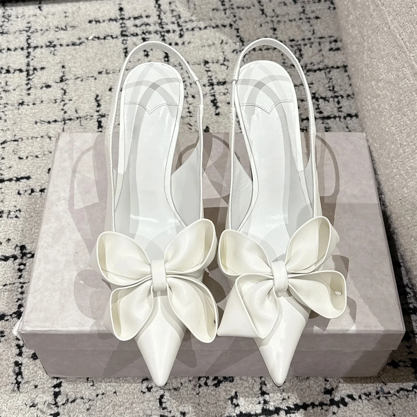 Concise Mules Shoes Genuine Leather Pointed-toe Flat Heel Sandals