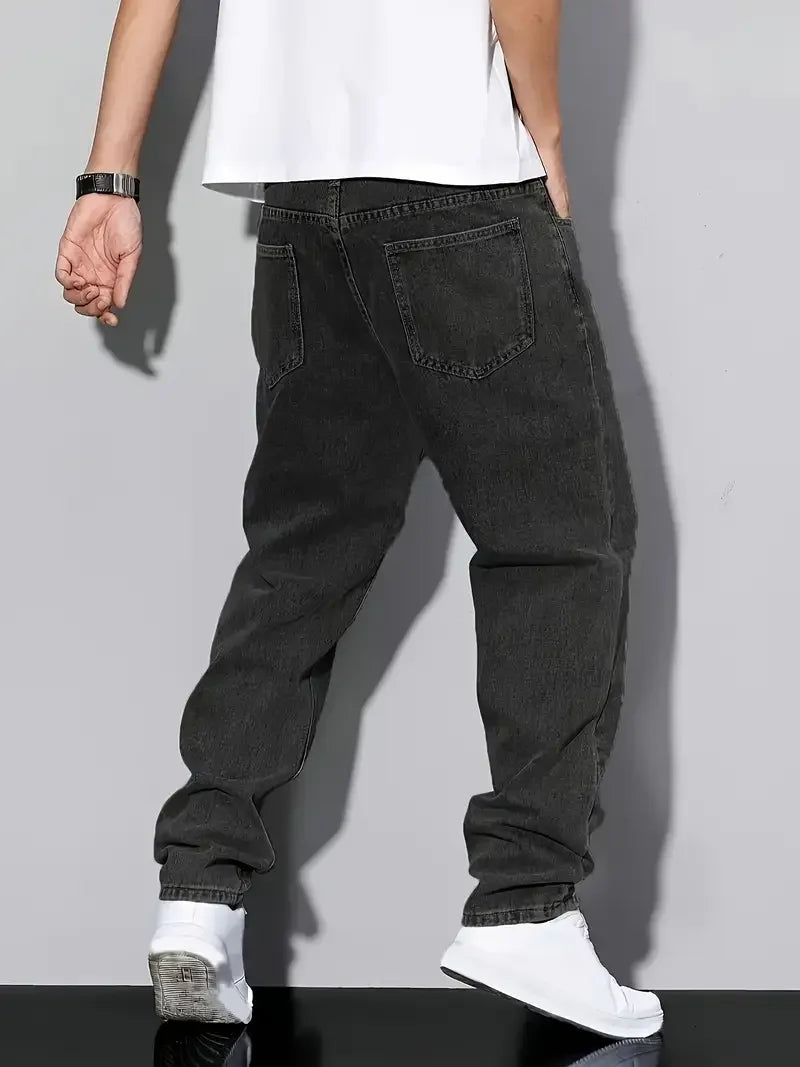 Men's Classic Black Denim Jeans Regular Fit