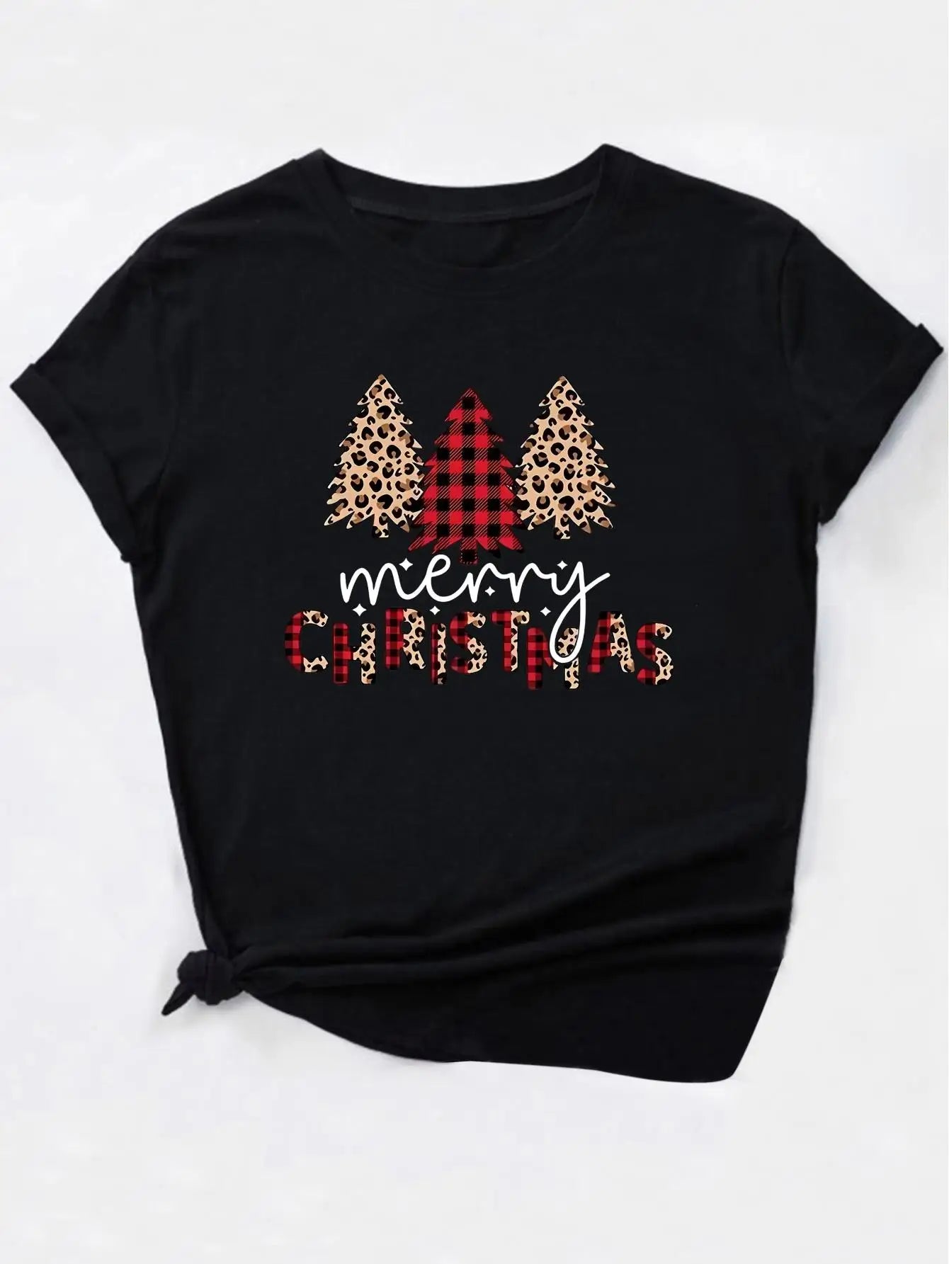 Women's Plaid Christmas Tree Short Sleeve T-Shirt