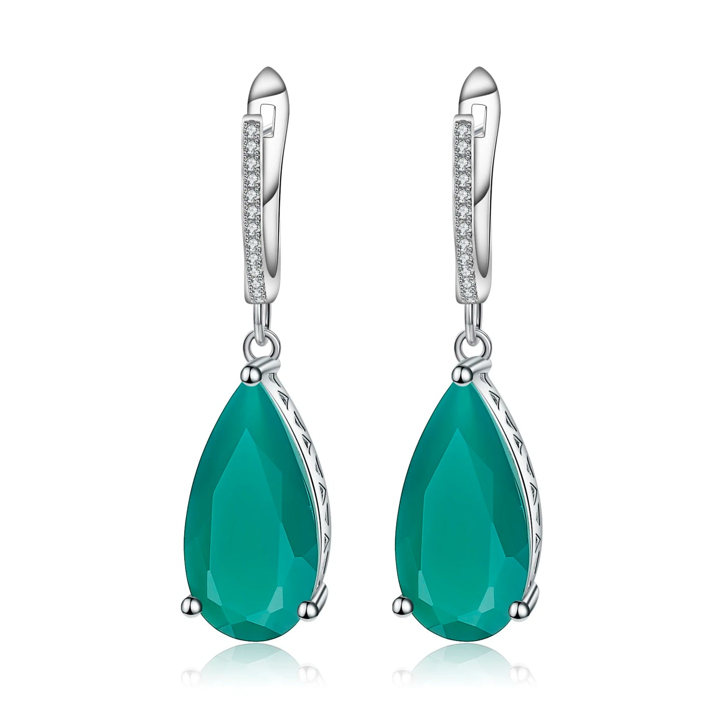Women's Natural Green Agate Drop Earrings