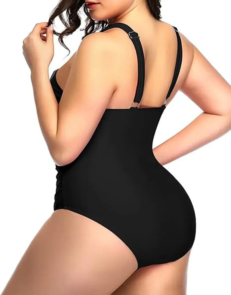 Women's Plus Size One Piece Swimsuits Front Cross