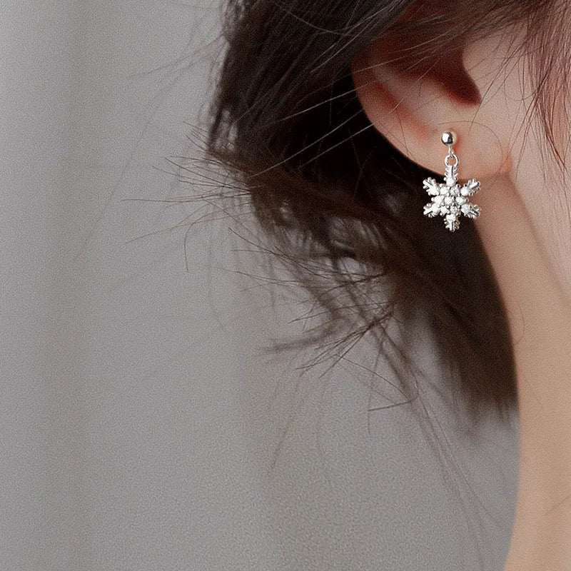 Red Bow Knot Snowflakes Drop Earring for Women