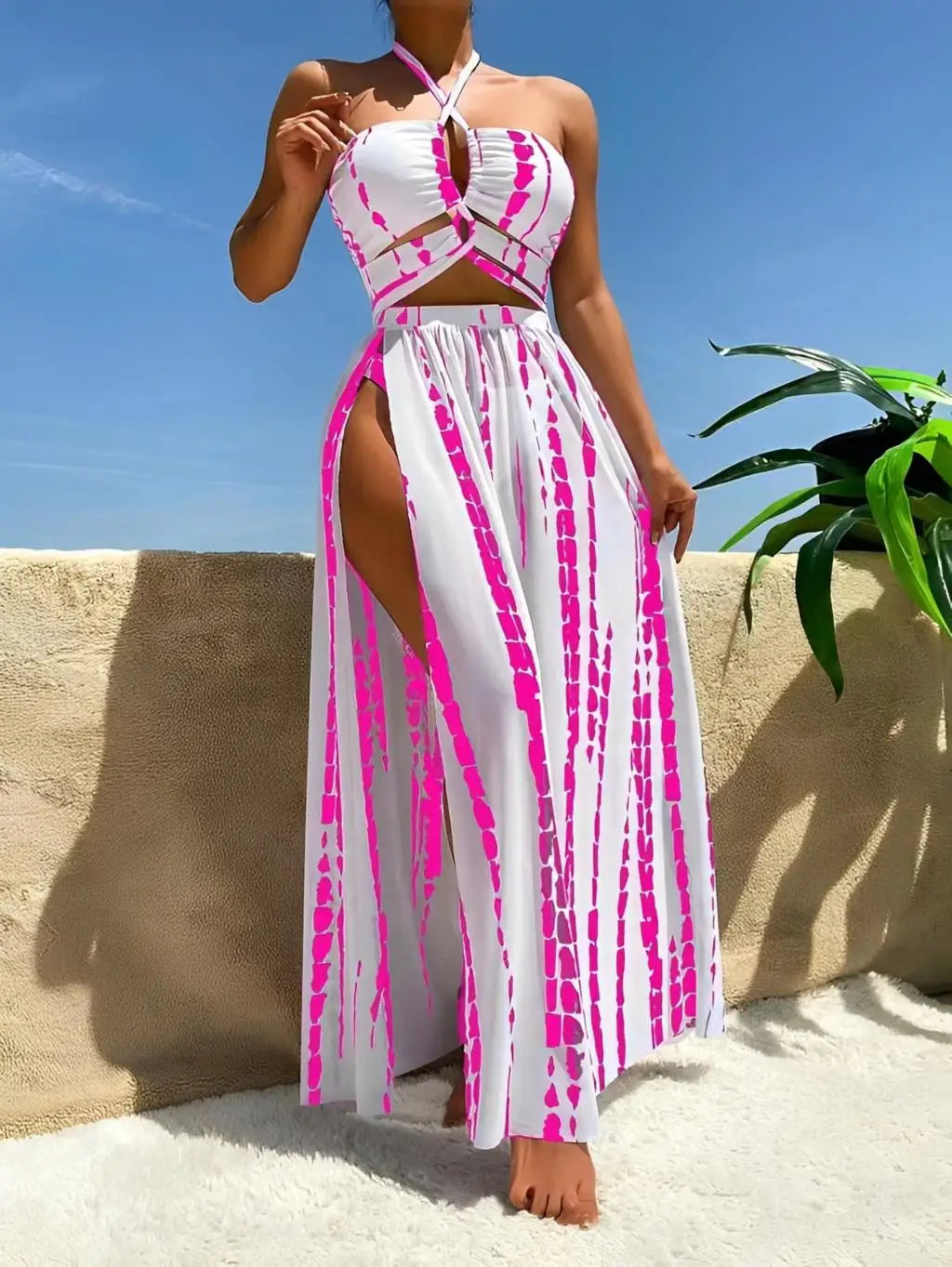Women's 3 Piece Halter Bikini Swimsuit Set