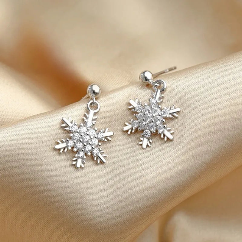 Red Bow Knot Snowflakes Drop Earring for Women