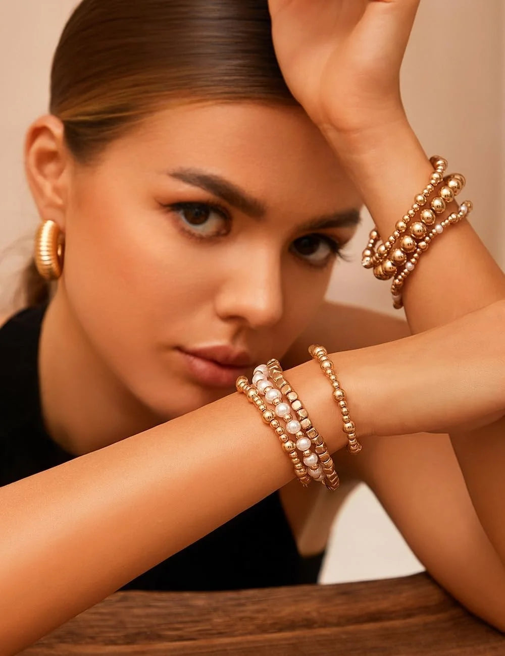 Beaded Gold Bracelets for Women