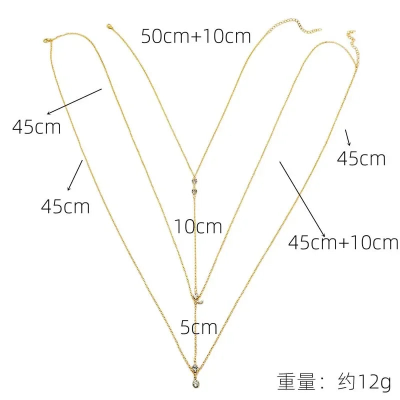 Simple Gold Double Layered Chest Chain for Women  Color
