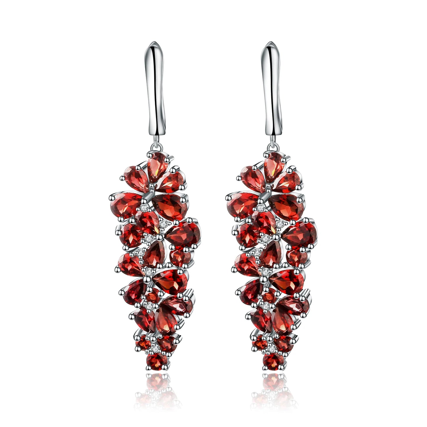 Women's Natural Gemstone Sterling Silver Drop Earrings