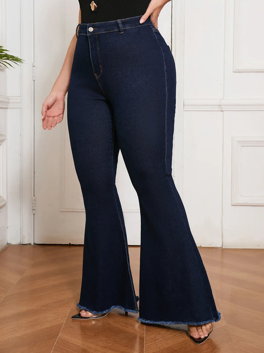 Women's Plus Size Stretch Curvy Fit High Waisted Flared Jeans