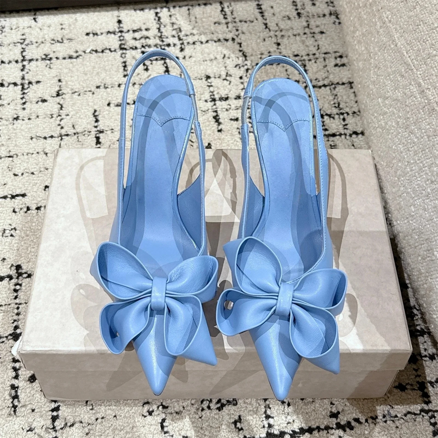 Concise Mules Shoes Genuine Leather Pointed-toe Flat Heel Sandals