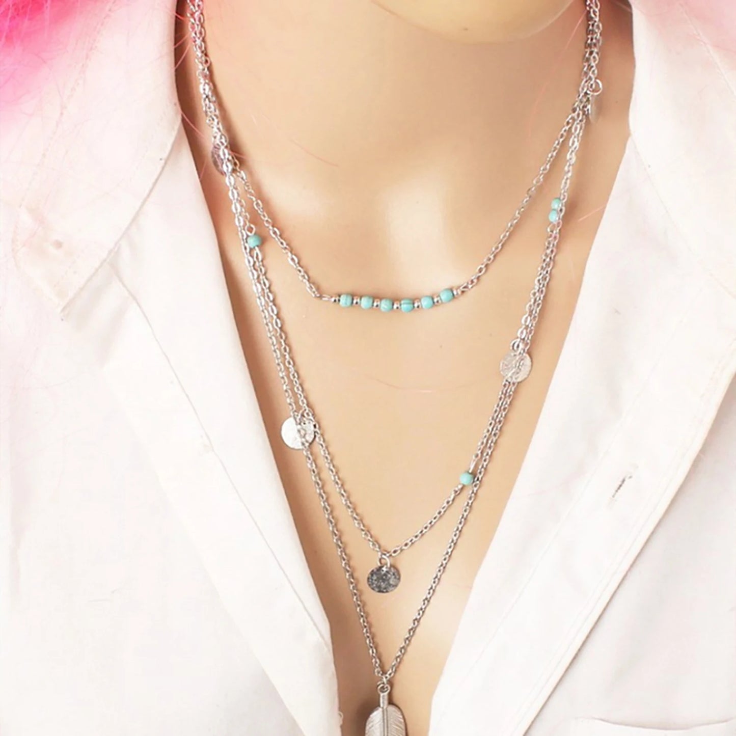 Women's Feather Pendant Necklace