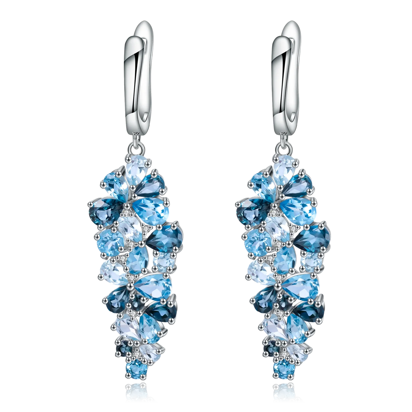 Women's Natural Gemstone Sterling Silver Drop Earrings