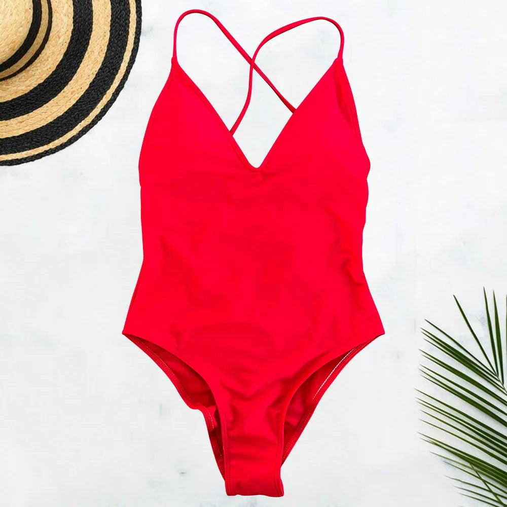 Solid Plus-Size One Piece Swimsuit Women