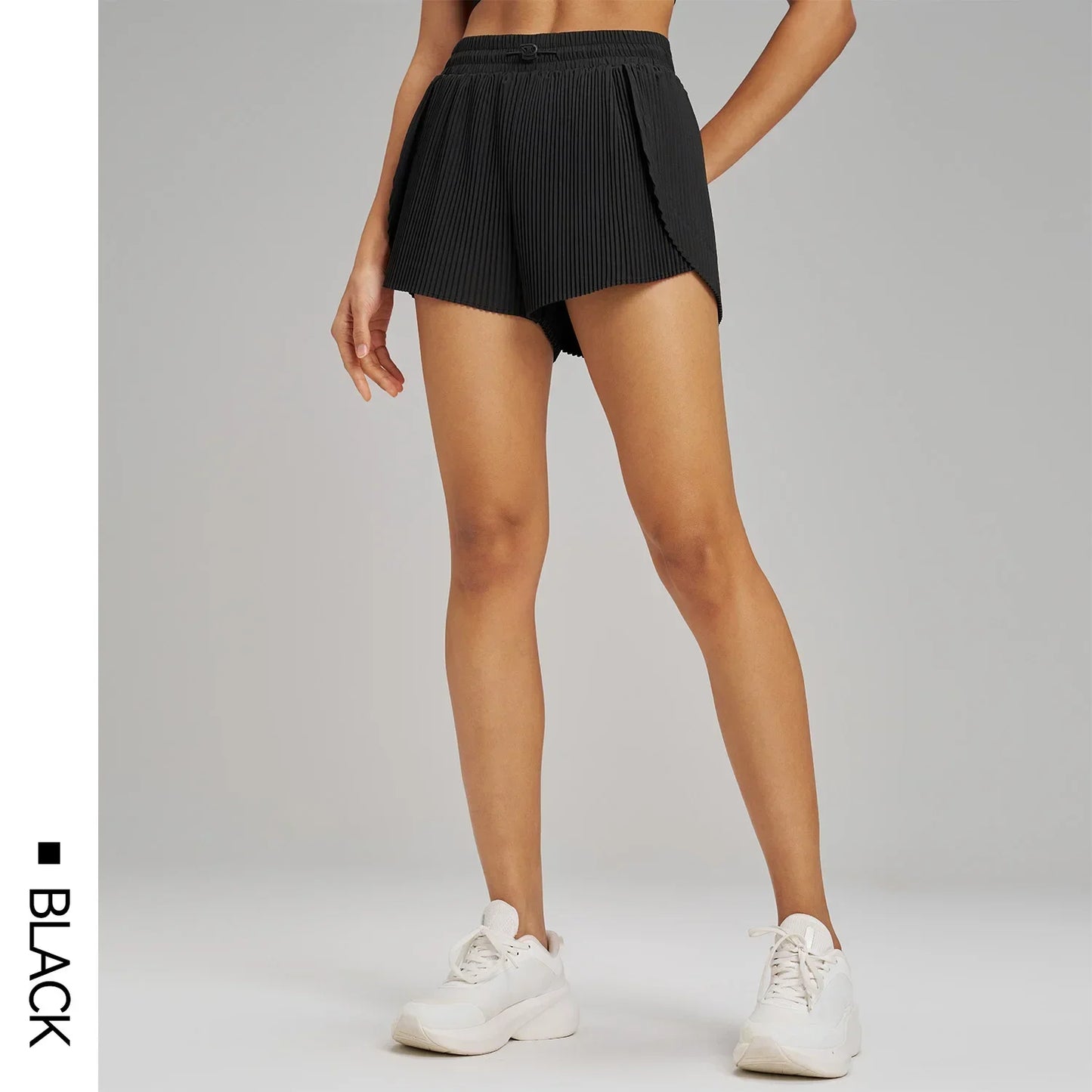 Women's Pleated Fitness Shorts with Pocket