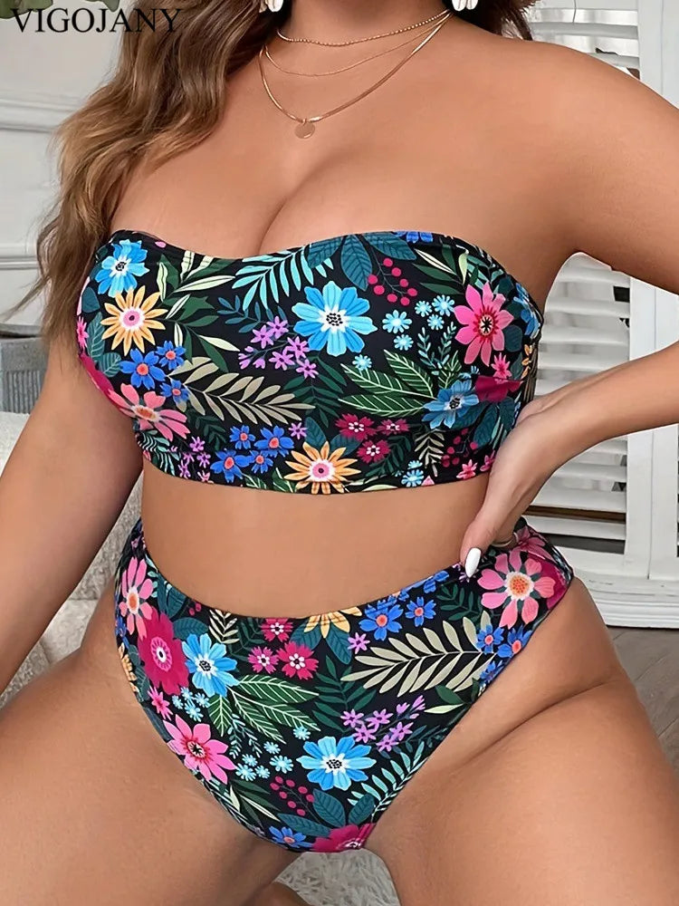 Women's Plus Size 2 Piece High Waist Bathing Suit