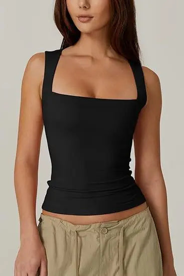 Women's Square Neck Slim Fit Sleeveless Top